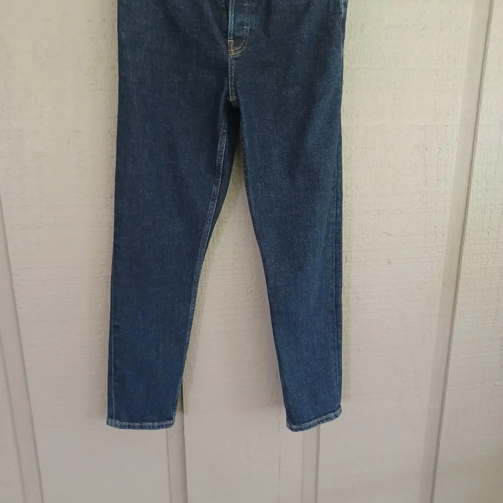 RE/DONE 90's High Rise Ankle Crop Jean Size 25 Women Button Fly In Dark Rinse